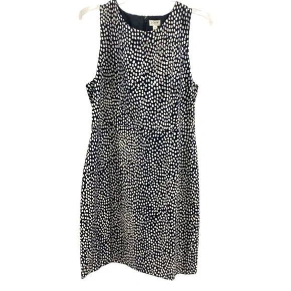 J. Crew NWT Navy White Oncilla Print Cotton Basketweave Sleeveless Sheath Dress - Picture 12 of 12